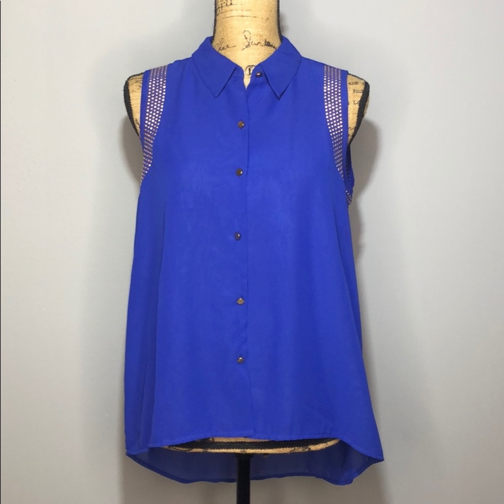 Forever 21 Sheer Blue Top Womens Size Medium